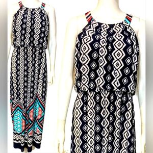 ENFOCUS NAVY/WHITE MAXI DRESS SZ.M/L
